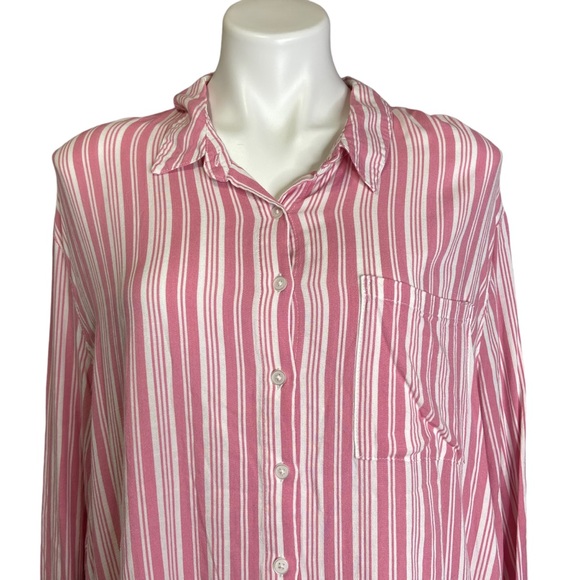 torrid Pink & White Striped Tie-Front Button Down Shirt - Picture 3 of 15